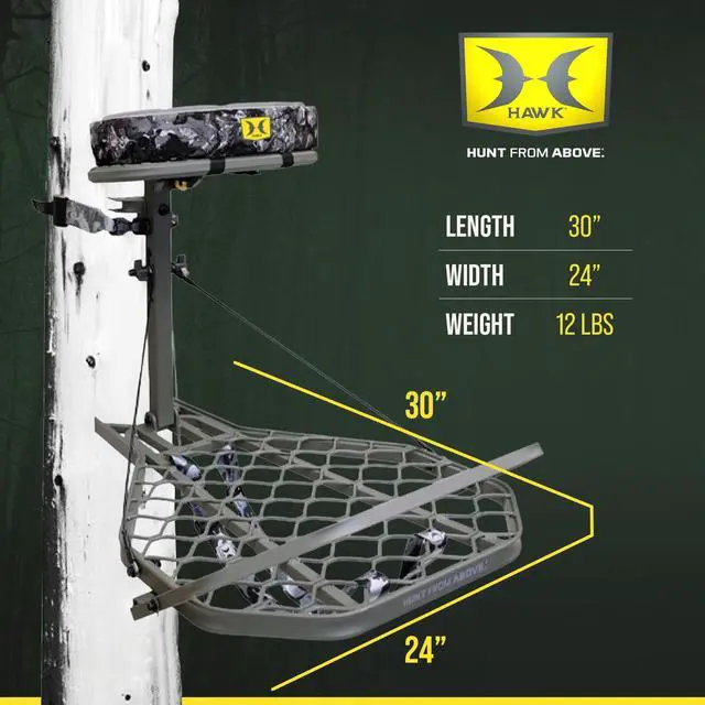 Alt view image 3 of 7 - Hang-On Tree Stand, Platform w/Safety Harness & Straps for Deer Hunting, Helium Pro - Adjustable Climbing Treestand Accessory and Equipment for Shooting