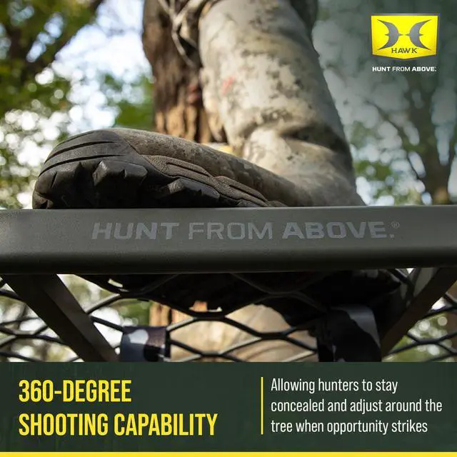 Alt view image 7 of 7 - Hang-On Tree Stand, Platform w/Safety Harness & Straps for Deer Hunting, Helium Pro - Adjustable Climbing Treestand Accessory and Equipment for Shooting