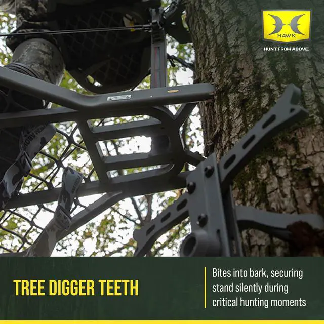 Alt view image 5 of 7 - Hang-On Tree Stand, Platform w/Safety Harness & Straps for Deer Hunting, Helium Pro - Adjustable Climbing Treestand Accessory and Equipment for Shooting