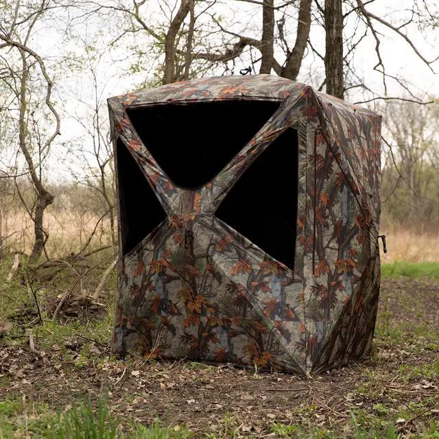 Alt view image 4 of 7 - Prowler 300, Portable Hunting Blind, Tall Hub Blind, Shoot While Standing, Lightweight, 2-Person, Bloodtrail Woodland, 80 x 75 x 75, PR300BT