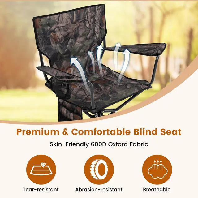Alt view image 5 of 7 - Hunting Chairs Set of 2, 360 Degree Silent Swivel Blind Chair with Cup Holder, Storage Pocket, Portable Folding Hunting Chairs with Carrying Bag for Camping, No Assembly Needed