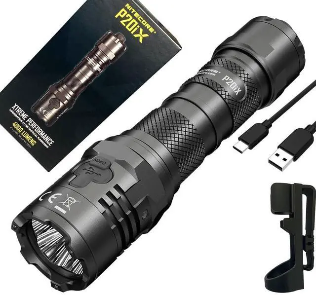 Main image of Value Bundle P20iX USB-C Type-C USB LED Flashlight - 4000 Lumen - w/Premium Accessories- 2X Extra NL2150HPi and Eco-Sensa Belt Holster