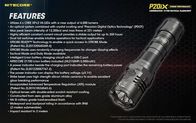 Alt view image 6 of 7 - Value Bundle P20iX USB-C Type-C USB LED Flashlight - 4000 Lumen - w/Premium Accessories- 2X Extra NL2150HPi and Eco-Sensa Belt Holster