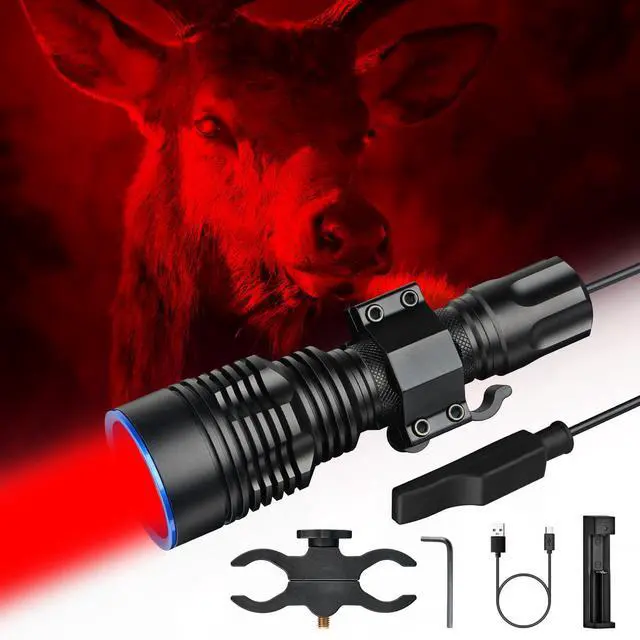 Main image of UC20Pro Red Hunting Light Kit, 1000m Spotlight 1000 High Lumen Tactical Flashlight, Predator Light for Hog, Coyote, Varmint Night Hunting