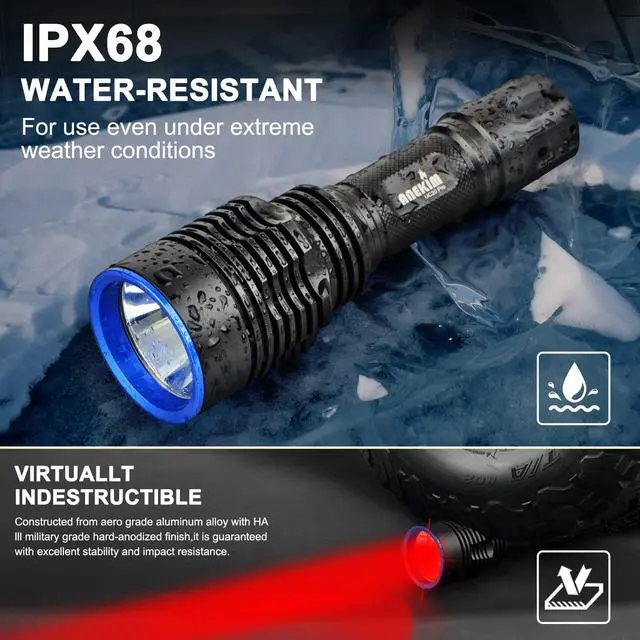 Alt view image 4 of 7 - UC20Pro Red Hunting Light Kit, 1000m Spotlight 1000 High Lumen Tactical Flashlight, Predator Light for Hog, Coyote, Varmint Night Hunting