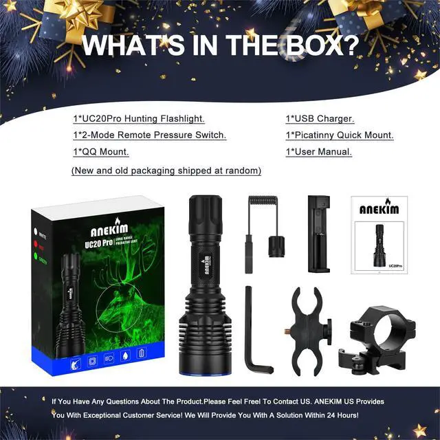 Alt view image 7 of 7 - UC20Pro Red Hunting Light Kit, 1000m Spotlight 1000 High Lumen Tactical Flashlight, Predator Light for Hog, Coyote, Varmint Night Hunting