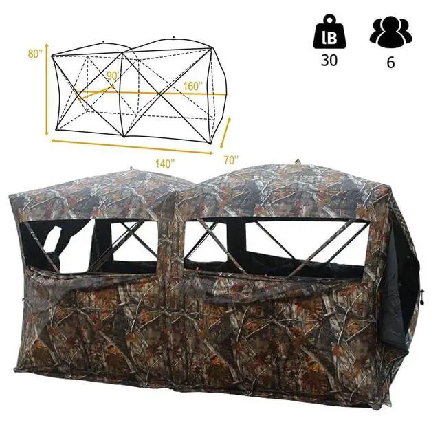 Alt view image 2 of 7 - Bunkhouse Pop Up Portable 6 Person Side-by-Side Hunting Blind, Footprint: 140"x70" with 80" Height