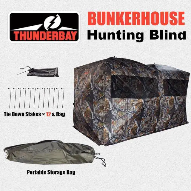 Alt view image 3 of 7 - Bunkhouse Pop Up Portable 6 Person Side-by-Side Hunting Blind, Footprint: 140"x70" with 80" Height