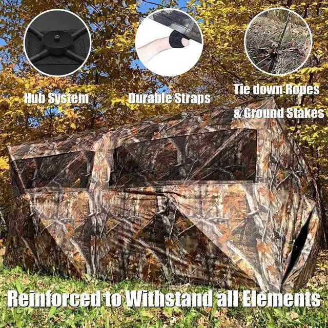 Alt view image 5 of 7 - Bunkhouse Pop Up Portable 6 Person Side-by-Side Hunting Blind, Footprint: 140"x70" with 80" Height