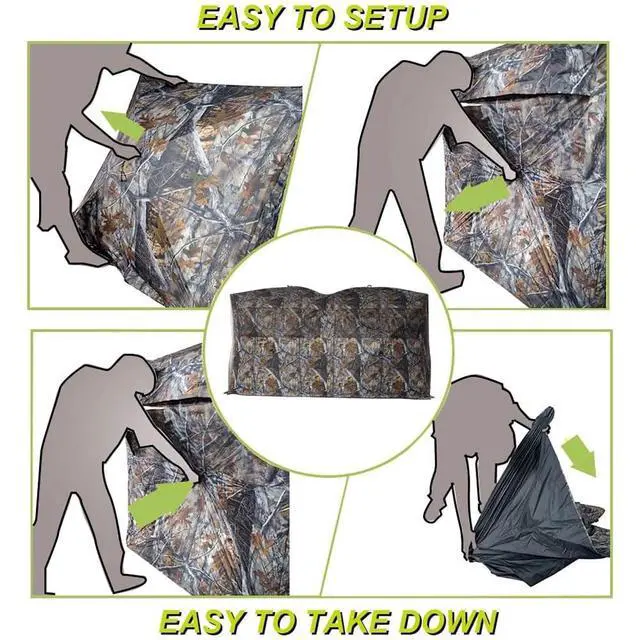 Alt view image 4 of 7 - Bunkhouse Pop Up Portable 6 Person Side-by-Side Hunting Blind, Footprint: 140"x70" with 80" Height