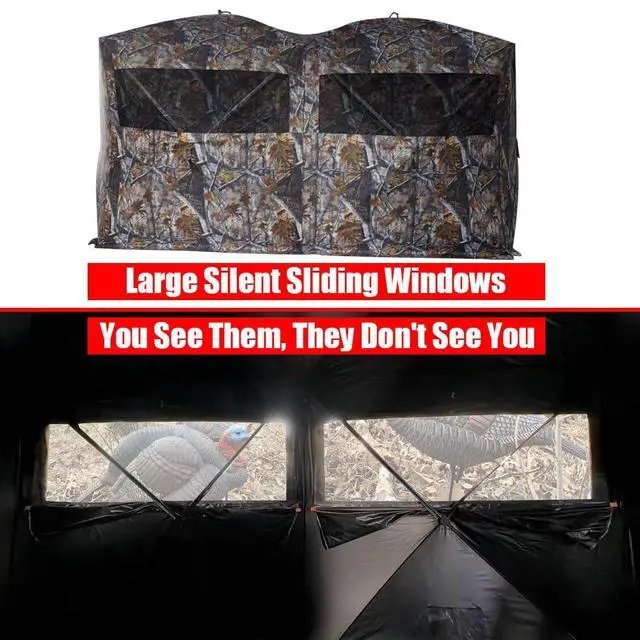 Alt view image 6 of 7 - Bunkhouse Pop Up Portable 6 Person Side-by-Side Hunting Blind, Footprint: 140"x70" with 80" Height