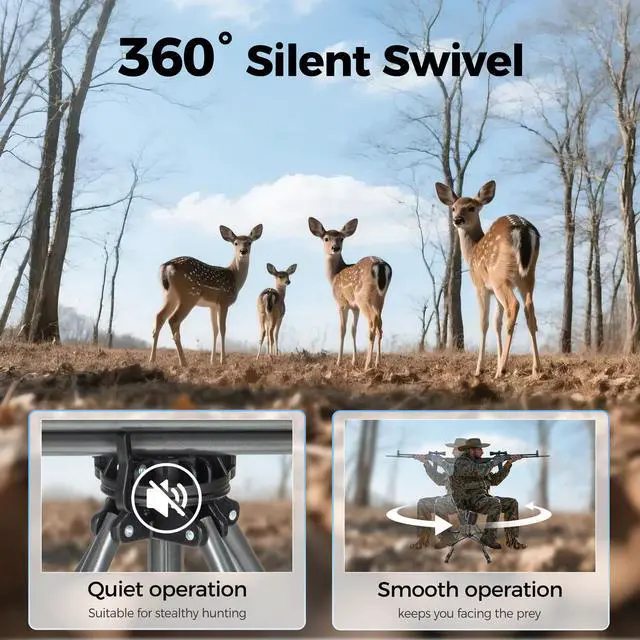 Alt view image 5 of 7 - Folding Hunting Chair Swivel Hunting Blinds Chair 360 Degree Silent Hunting Seat with Adjustable 4 Legs Height and Armrests 330LBS Capacity for Hunting Camping
