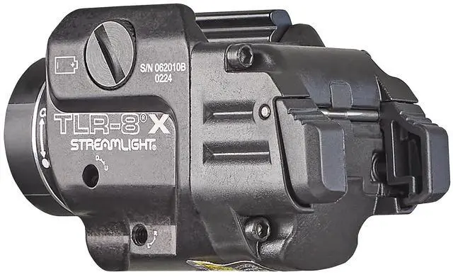Alt view image 4 of 7 - 69414 TLR-8 X 500-Lumen Tactical Weapon Light with Integrated Red Aiming Laser for Select Handguns, Includes Rear Switch Options, Mounting Kit, and Keys, Black