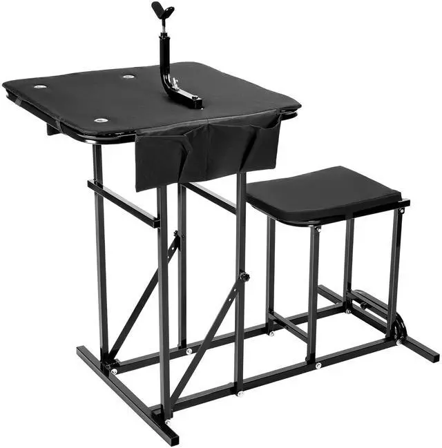 Main image of Foldable Shooting Bench Adjustable Height Portable Shooting & Hunting | Table with Seat, Gun Rest and 2 Ammo Pockets Powder Coated Steel Outdoor Range and Hunting