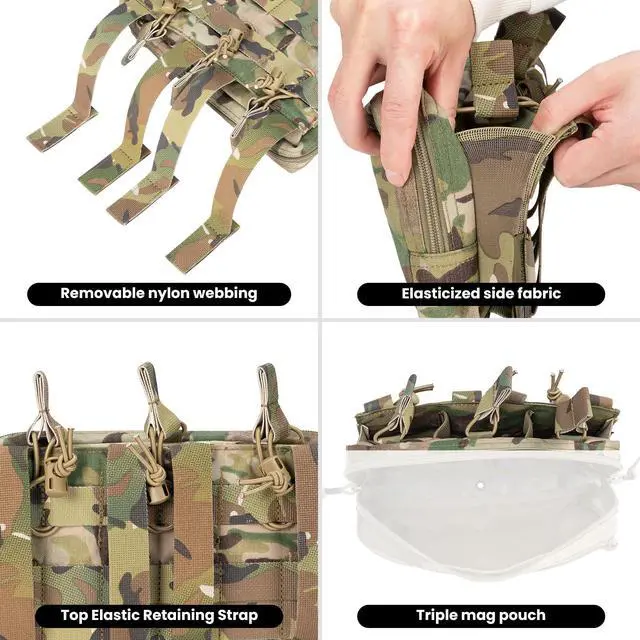 Alt view image 6 of 7 - Tactical Mag Admin Pouch Molle Utility Tool Pouch Medical EDC EMT Bag with Triple Mag Pouch for M4 M16