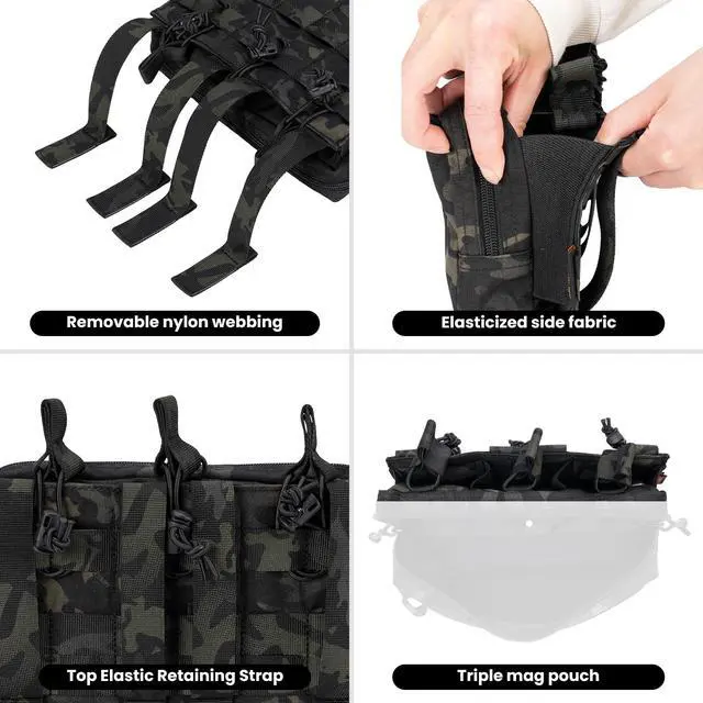 Alt view image 6 of 6 - Tactical Mag Admin Pouch Molle Utility Tool Pouch Medical EDC EMT Bag with Triple Mag Pouch for M4 M16