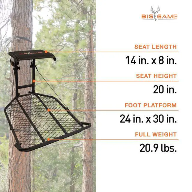 Alt view image 3 of 7 - Captain XC Steel Hang-On Treestand w/14 x 8 in. Flip-Back Seat Bundled with Quick Stick Climbing Sticks, Hunting Gear for Deer Stands