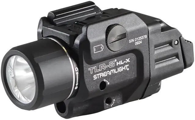 Main image of 69465 TLR-8 HL-X USB 1000-Lumen Weapon Mounted Rechargeable Tactical Flashlight with Integrated Red Aiming Laser, Includes Key Kit, Tool, and Rechargeable Battery, Black
