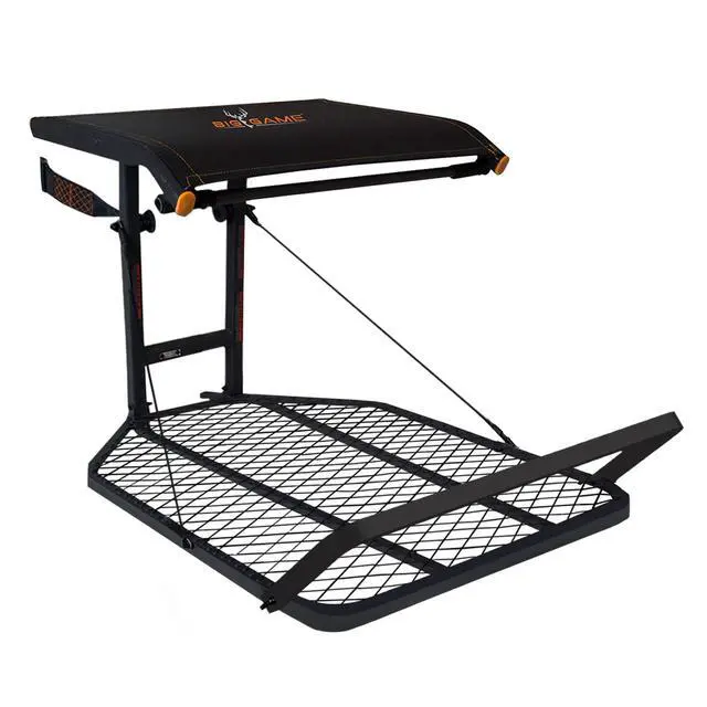 Alt view image 6 of 7 - Captain XC Steel Hang-On Treestand w/14 x 8 in. Flip-Back Seat Bundled with Quick Stick Climbing Sticks, Hunting Gear for Deer Stands