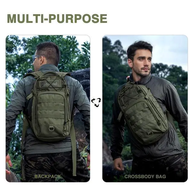 Alt view image 3 of 7 - 15L Tactical Backpack, Small Molle Sling Bag for Men, Military Rucksack Crossbody Bag for Hiking Travel