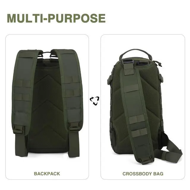 Alt view image 6 of 7 - 15L Tactical Backpack, Small Molle Sling Bag for Men, Military Rucksack Crossbody Bag for Hiking Travel