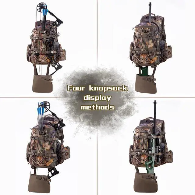 Alt view image 6 of 7 - Large Hunting Backpack with padded weapon for Bow Rifle Hunting Gear Accessories 40L(New leaf camouflage)