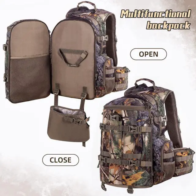 Alt view image 7 of 7 - Large Hunting Backpack with padded weapon for Bow Rifle Hunting Gear Accessories 40L(New leaf camouflage)