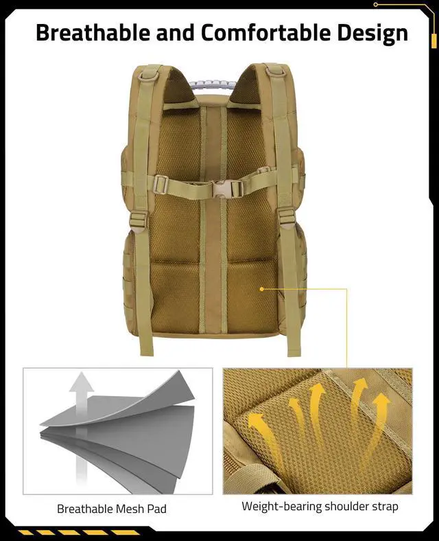 Alt view image 5 of 7 - Tactical Range Backpack with Removable Divider, Gun Cases Bag with 4 Pistol Carrying Cases, Rucksack for Shooting (Tan, Medium)