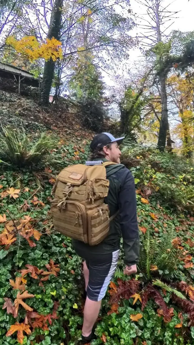 Alt view image 7 of 7 - Tactical Range Backpack with Removable Divider, Gun Cases Bag with 4 Pistol Carrying Cases, Rucksack for Shooting (Tan, Medium)