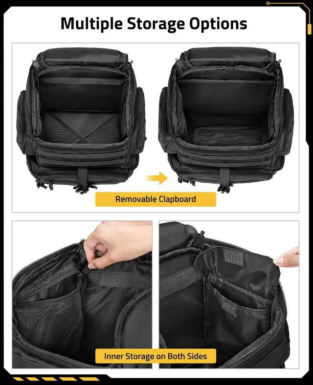 Alt view image 3 of 6 - Tactical Range Backpack with Removable Divider, Gun Cases Bag with 4 Pistol Carrying Cases, Rucksack for Shooting (Black, Medium)