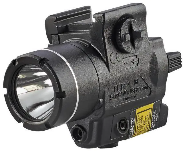 Main image of 69240 TLR-4 170-Lumen Compact Rail-Mounted Tactical Weapon Light with Integrated Red Aiming Laser for Select Handguns, Black