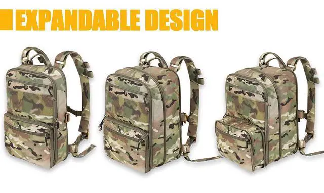 Alt view image 6 of 7 - Tactical Expandable Backpack MOLLE Backpack for Travelling Hiking Hunting (Camo)