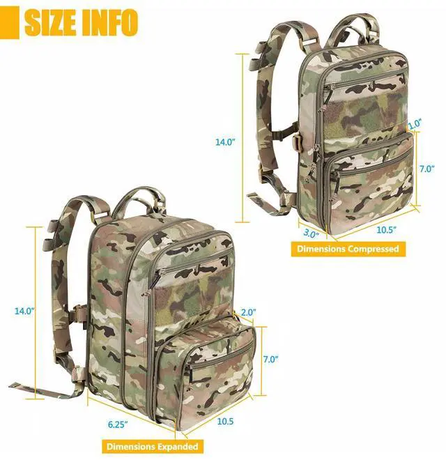 Alt view image 7 of 7 - Tactical Expandable Backpack MOLLE Backpack for Travelling Hiking Hunting (Camo)