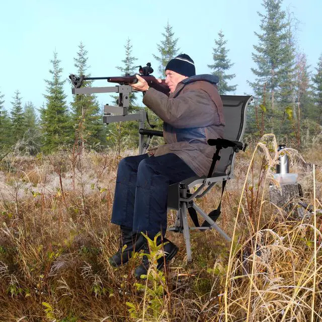 Alt view image 7 of 7 - Moccha Hunting Chair with Gun Rest - 360° Swivel Camo Blind Chair with Adjustable Shooting Rest