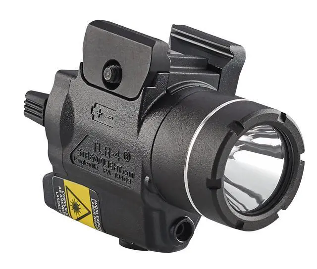 Alt view image 4 of 7 - 69240 TLR-4 170-Lumen Compact Rail-Mounted Tactical Weapon Light with Integrated Red Aiming Laser for Select Handguns, Black