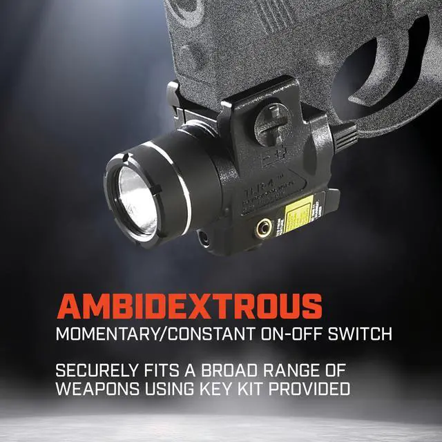 Alt view image 7 of 7 - 69240 TLR-4 170-Lumen Compact Rail-Mounted Tactical Weapon Light with Integrated Red Aiming Laser for Select Handguns, Black
