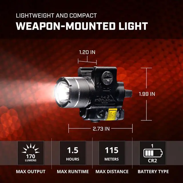 Alt view image 6 of 7 - 69240 TLR-4 170-Lumen Compact Rail-Mounted Tactical Weapon Light with Integrated Red Aiming Laser for Select Handguns, Black