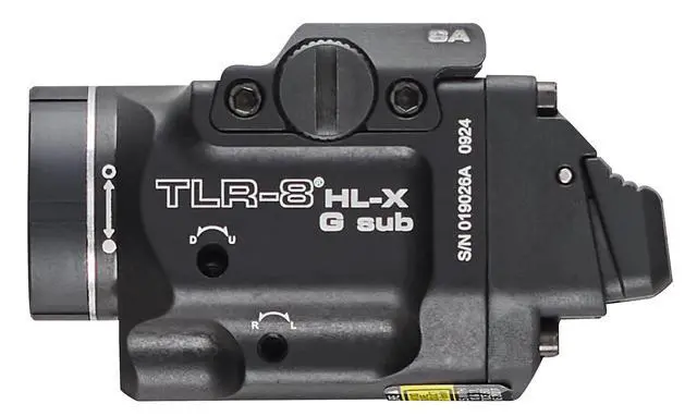Alt view image 3 of 7 - 69479 TLR-8 HL-X G sub USB 1000-Lumen Weapon Rail-Mounted Rechargeable Tactical Flashlight with Integrated Green Aiming Laser for Springfield Armory Hellcat Only, Black