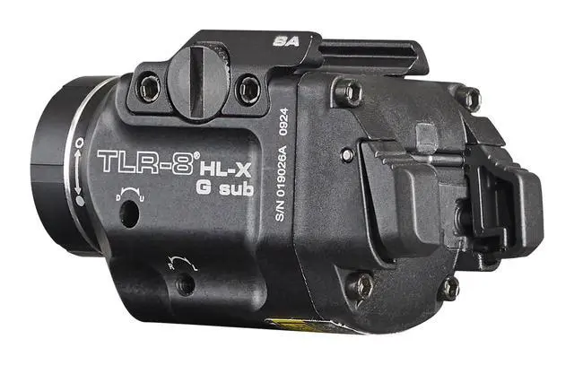 Alt view image 4 of 7 - 69479 TLR-8 HL-X G sub USB 1000-Lumen Weapon Rail-Mounted Rechargeable Tactical Flashlight with Integrated Green Aiming Laser for Springfield Armory Hellcat Only, Black