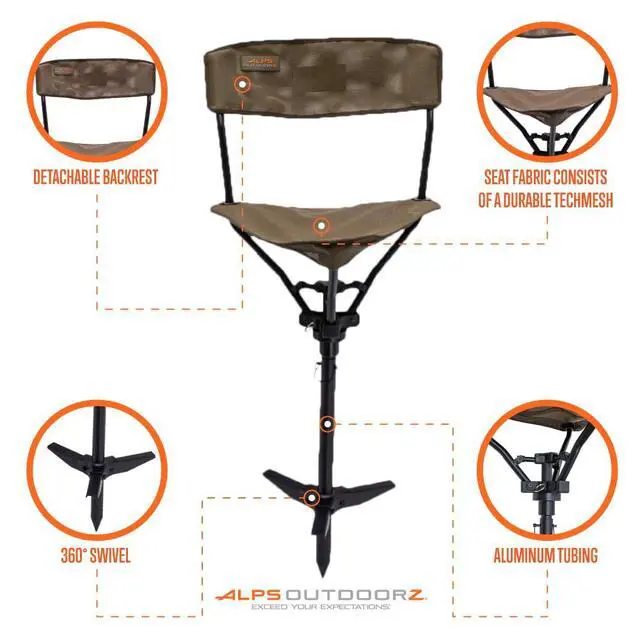Alt view image 6 of 6 - Wetland Hunting Seat - Lightweight Hunting Chair with Adjustable Height, Sink-Resistant Leg, and Removable Shoulder Carry Strap for All-Weather Hunting