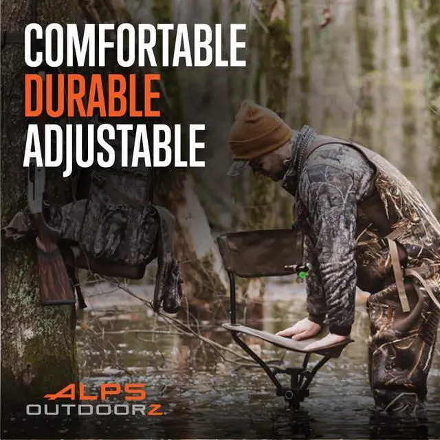 Alt view image 5 of 6 - Wetland Hunting Seat - Lightweight Hunting Chair with Adjustable Height, Sink-Resistant Leg, and Removable Shoulder Carry Strap for All-Weather Hunting