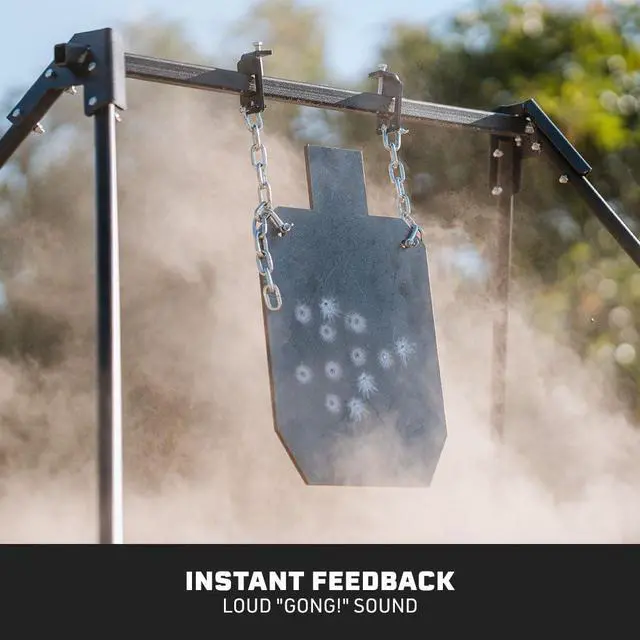 Alt view image 3 of 4 - Pair 3/8" AR500 Steel Silhouette Gong Shooting Targets, 20" x 12" Laser-Cut Raw Steel Practice Plate, 0.5" Mounting Holes, for Precision Target Shooting