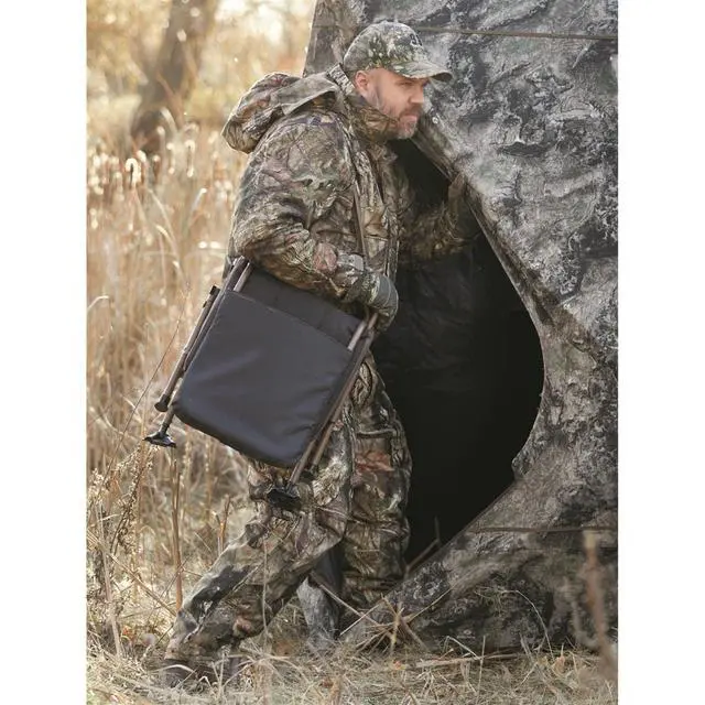 Alt view image 7 of 7 - Huntrite 360 Swivel Hunting Blind Chair, 300 Pound Capacity, Folding, Lightweight, Portable, Padded Cushion Hunting Seat, Hunt Gear and Equipment, Black