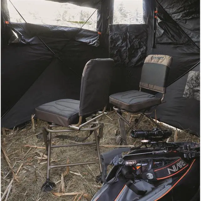 Alt view image 6 of 7 - Huntrite 360 Swivel Hunting Blind Chair, 300 Pound Capacity, Folding, Lightweight, Portable, Padded Cushion Hunting Seat, Hunt Gear and Equipment, Black