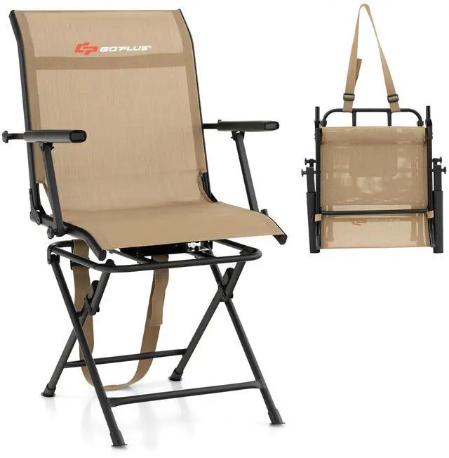 Main image of Hunting Chair, 360° Swivel Folding Hunting Blind Chair with Carrying Strap, 330LBS Capacity, Portable Deer Hunting Stool, Silent Ground Dove Hunting Chair, No Assembly