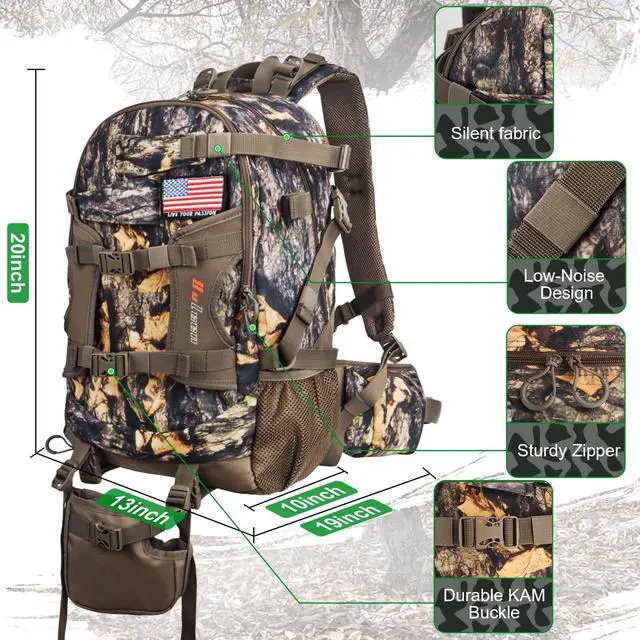 Alt view image 3 of 7 - Hunting Backpack, Waterproof Camo Hunting Packs for Men, Durable Large Capacity Hunting Day Pack for Rifle Bow Gun