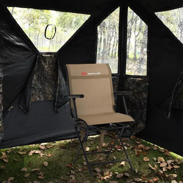 Alt view image 2 of 7 - Hunting Chair, 360° Swivel Folding Hunting Blind Chair with Carrying Strap, 330LBS Capacity, Portable Deer Hunting Stool, Silent Ground Dove Hunting Chair, No Assembly