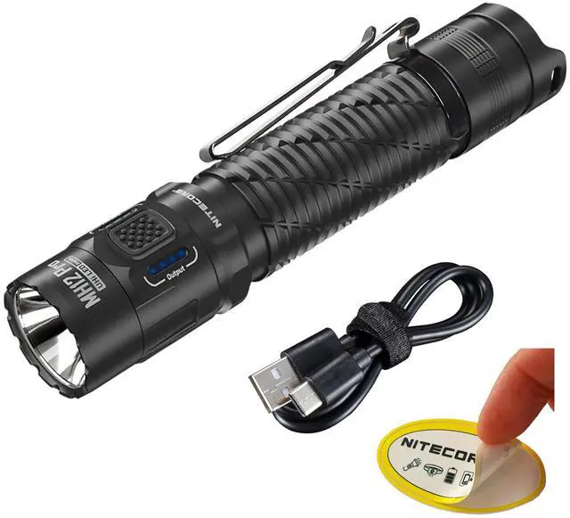 Main image of MH12 Pro Tactical Flashlight, 3300 Lumen USB-C Rechargeable Long Throw Compact EDC Duty Light with Holster Sticker
