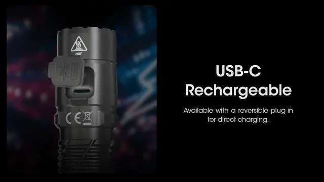 Alt view image 7 of 7 - MH12 Pro Tactical Flashlight, 3300 Lumen USB-C Rechargeable Long Throw Compact EDC Duty Light with Holster Sticker