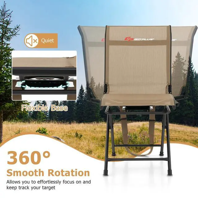 Alt view image 4 of 7 - Hunting Chair, 360° Swivel Hunting Blind Chair with Carrying Strap, 330LBS Capacity, Folding Silent Deer Hunting Chair, Portable Ground Blind Chair for Fishing Camping, No Assembly